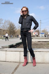 Russian redhead in tight jeans